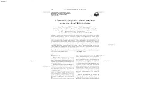 Afeature selection approach based on a similarity measure for software defect prediction∗